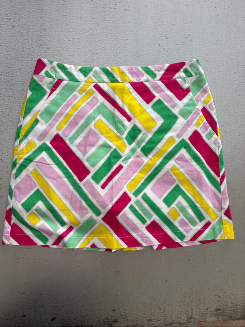Colorblock Geo Print Mini Skirt in Pink, Green & Yellow